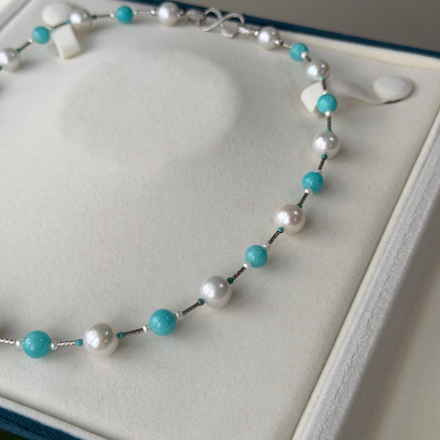 【Tiffany Bay】Amazonite Edison Pearl Turquoise Necklace s925