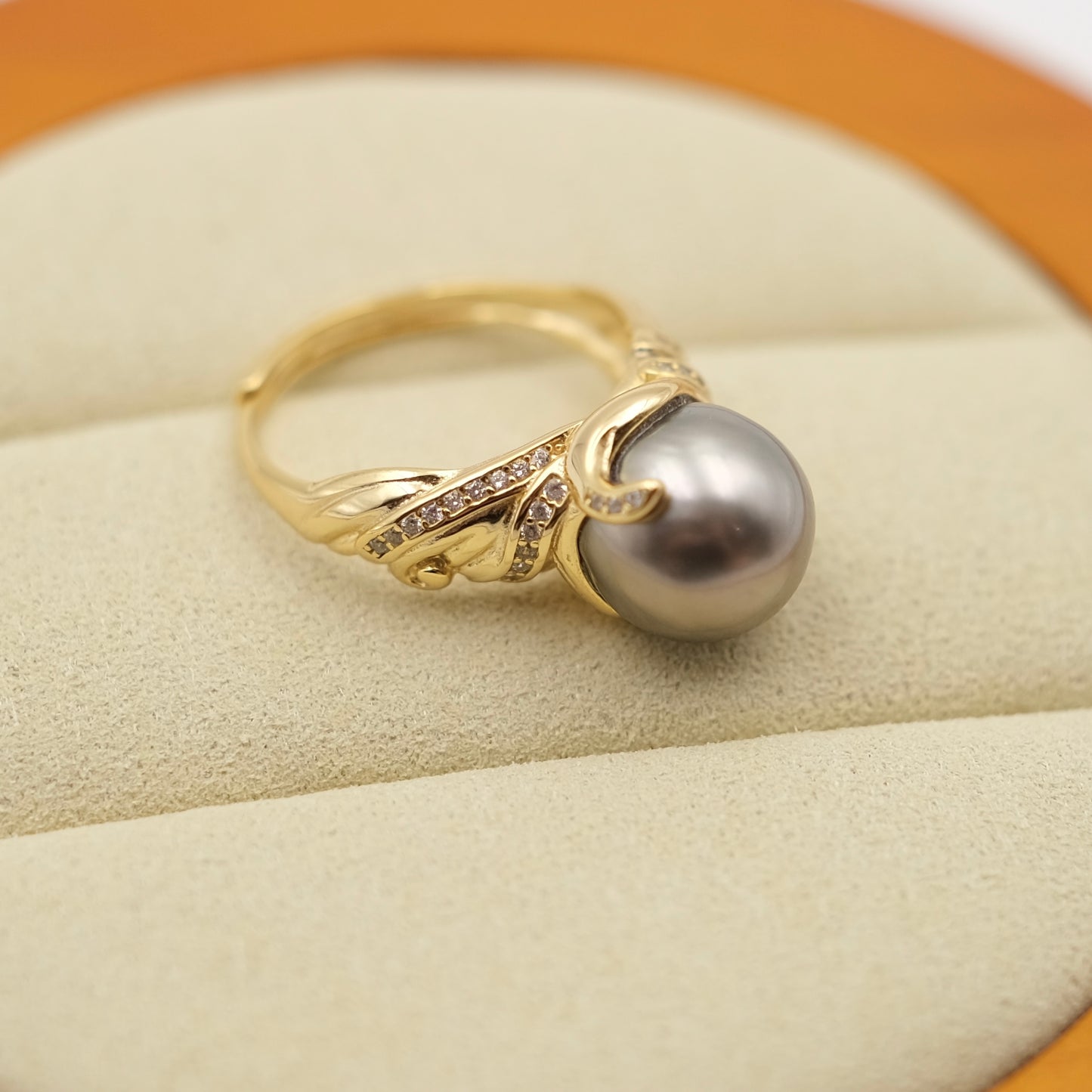 Platinum Gray Black Tahitian Unique setting s925