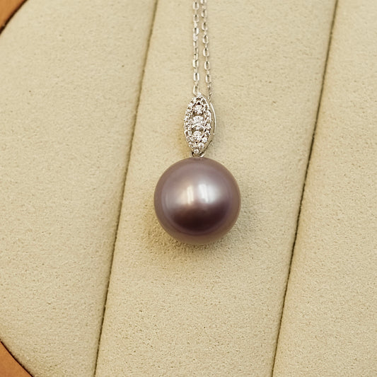 11.7mm Purple Freshwater Edison Pearl necklace s925
