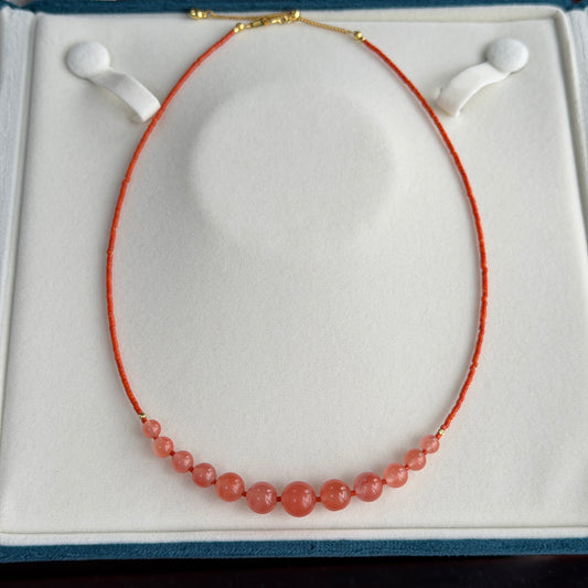 5-10mm Cherry jelly South Red Agate necklace s925