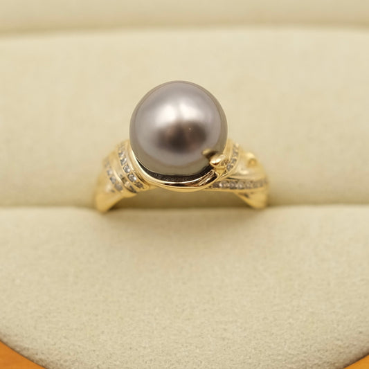 Platinum Gray Black Tahitian Unique setting s925