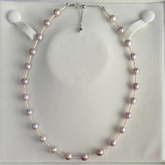 Hold for Kim Deal Spring Monet color freshwater pearl necklace with freshwater Keshi s925