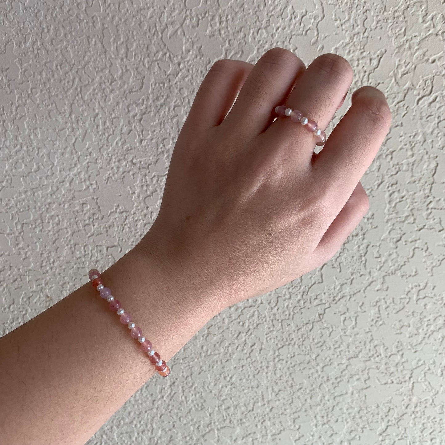 【Soft Aura Collection】Pink agate pearl bracelet s925