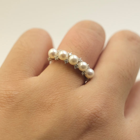 5 freshwater pearls balance ring s925