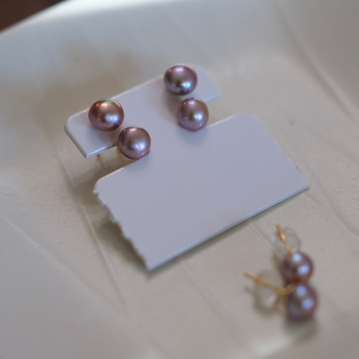 6-7mm purple freshwater pearl earring stud s925