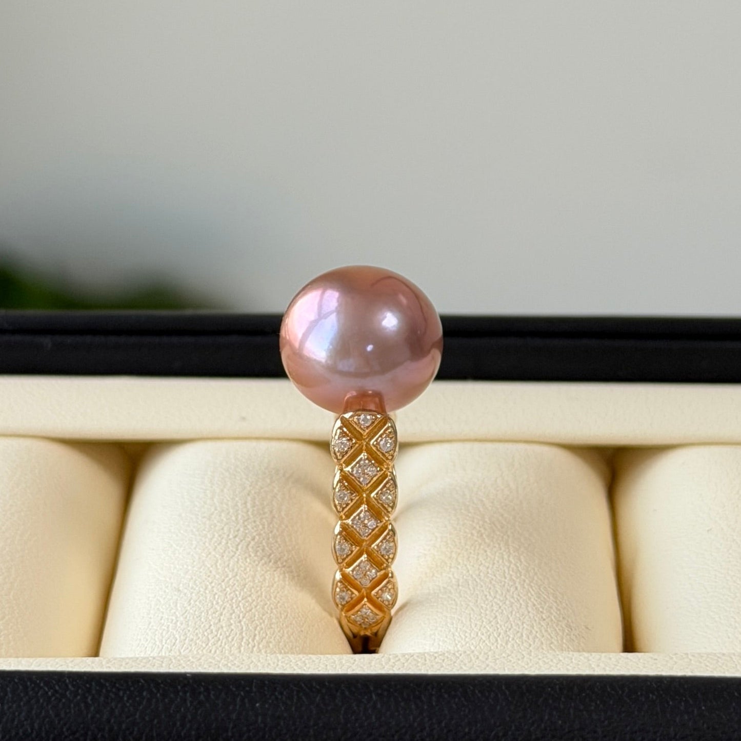 12.4mm Edison Purple metallic luster cross style ring s925