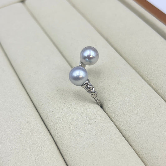 Double Madama akoya pearl ring s925 7.4mm