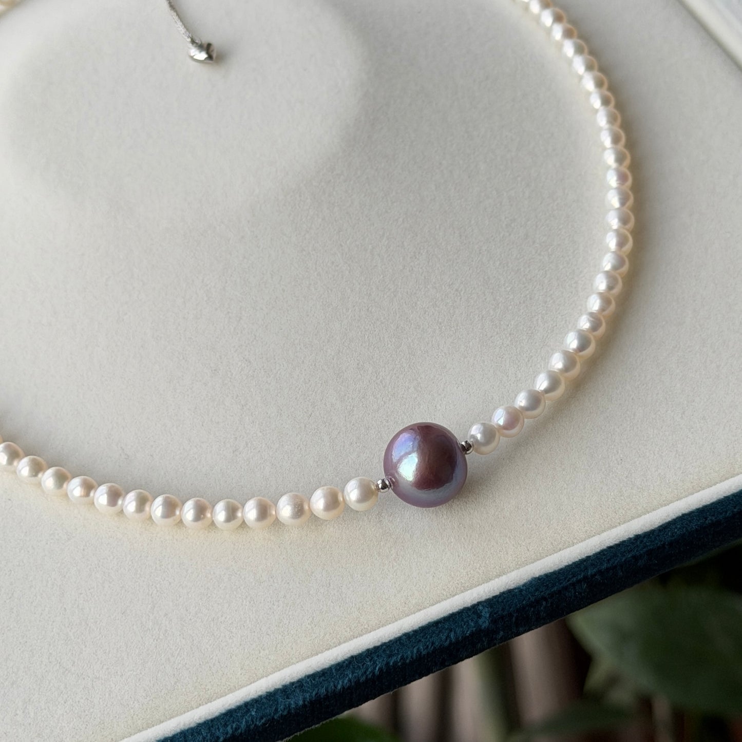 12.3mm Rare purple Edison pearl with 4-5mm white freshwater pearl Full Strand s925 16.5-18in