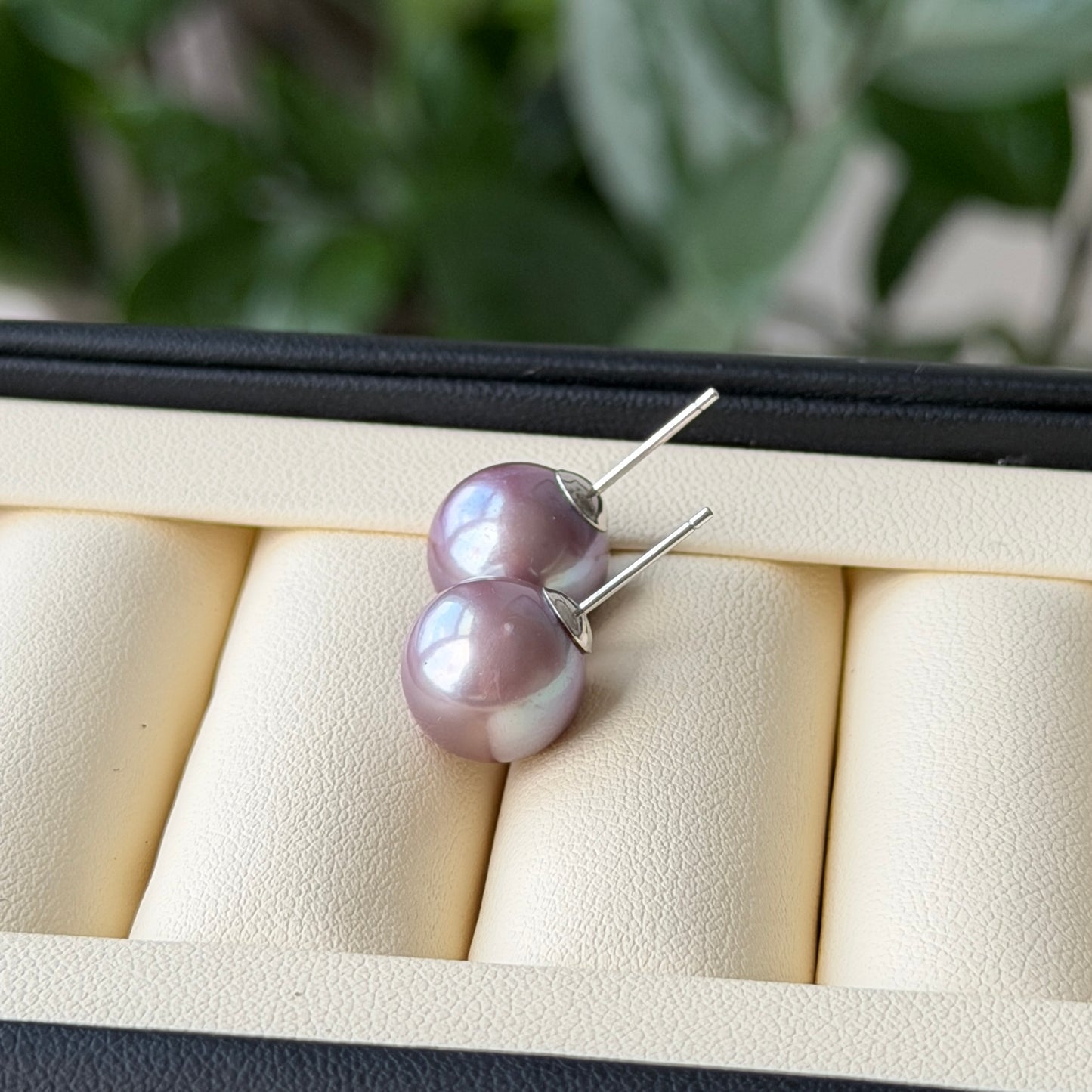 11-12mm Edison Ube Purple Pearl earring studs s925