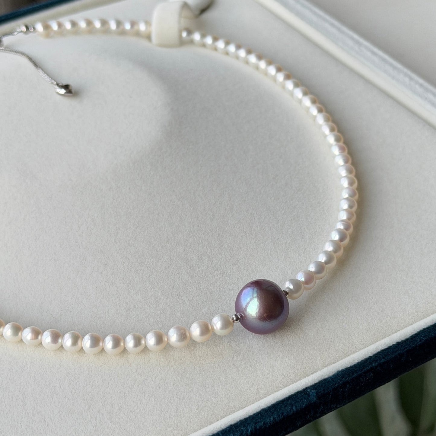12.3mm Rare purple Edison pearl with 4-5mm white freshwater pearl Full Strand s925 16.5-18in