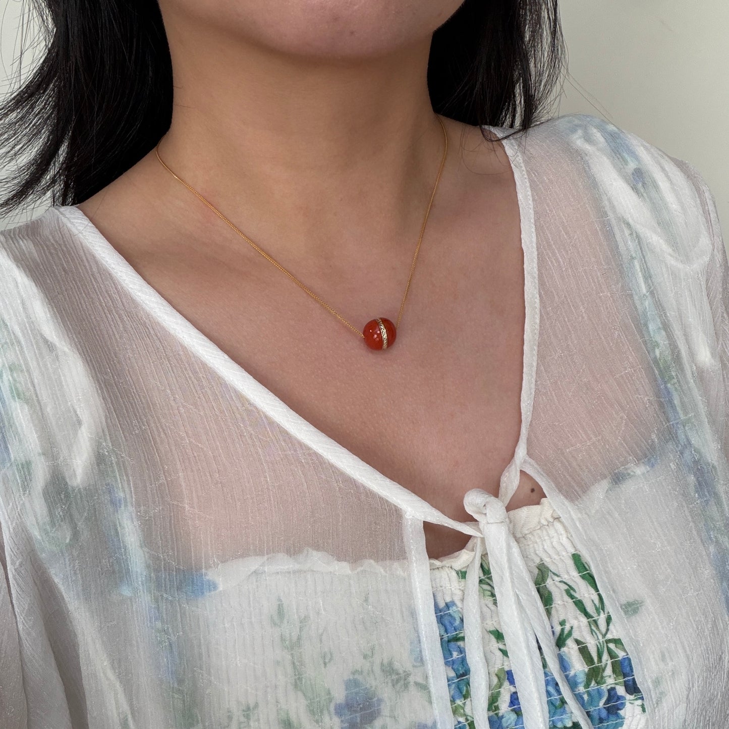 Unique Ring South Red Agage Lulu necklace s925