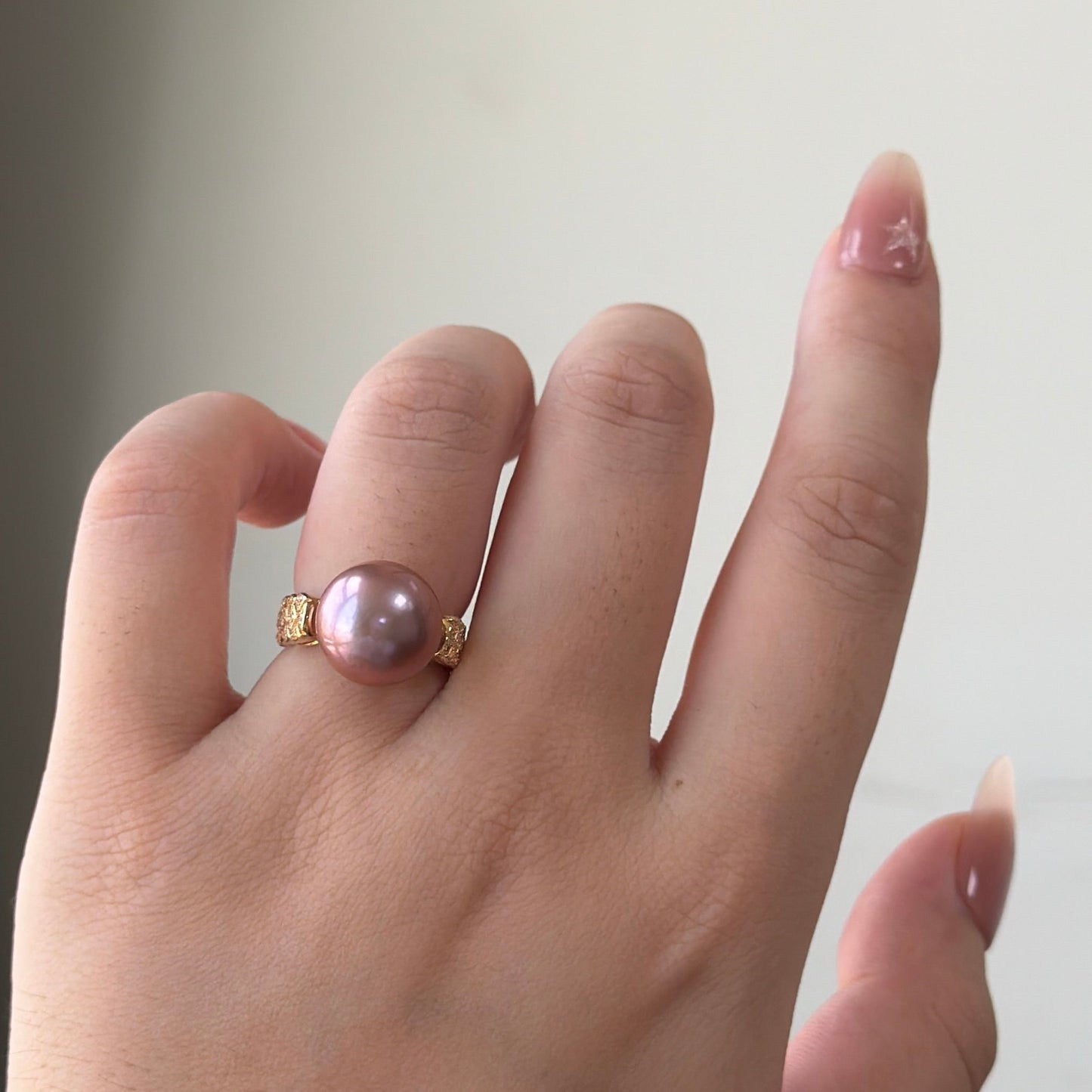 12.4mm Edison Purple metallic luster cross style ring s925