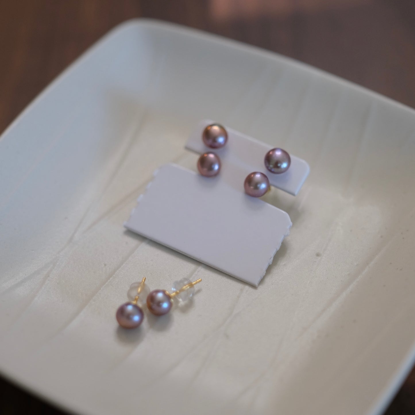 6-7mm purple freshwater pearl earring stud s925