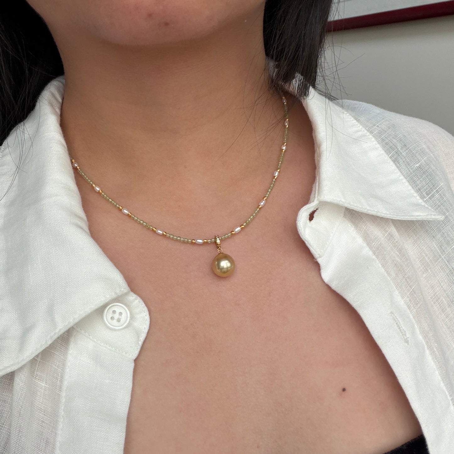 10.5mm South Sea Golden Pendant Au750 18k gold detachable pendant ONLY comes with certification